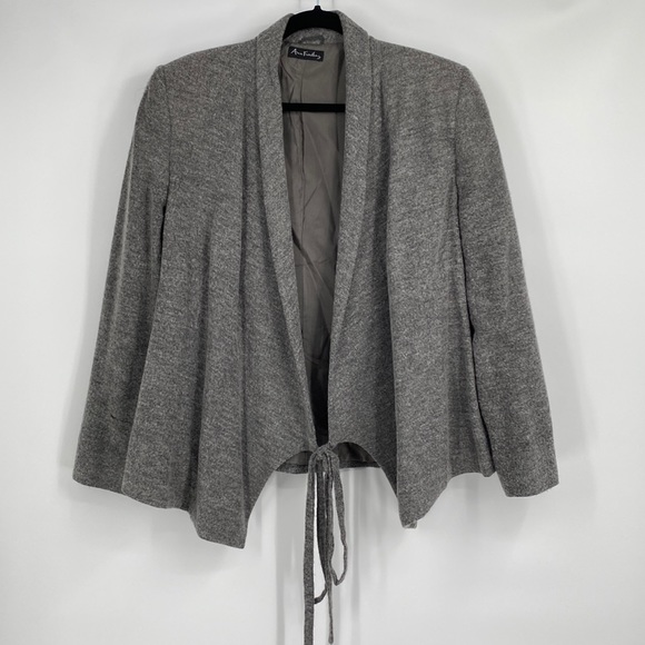 Vintage Ann Freedberg Grey Lola Wool Tie Front Jacket